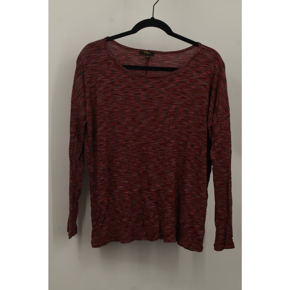 Cupio Women's 100% Viscose Pullover Crew Neck Top Blouse Long Sleeve Size M‎ Red
